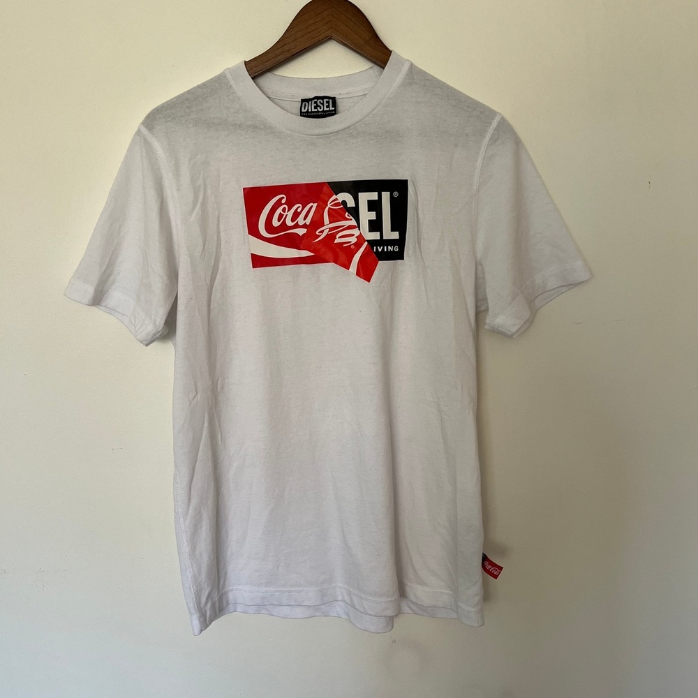 Diesel x Coca-Cola White Graphic T-Shirt Mens Size Small Collaboration